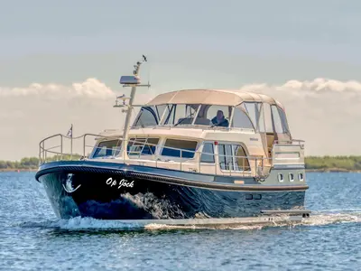 Head on Op Jöck, a Gulet x-reuse motorboat at Kinrooi, Belgium