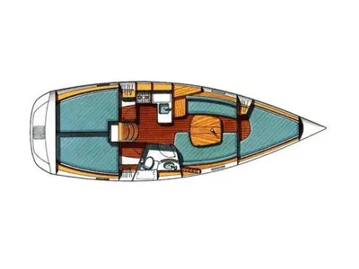 Floor plan of Rocinante, a Beneteau Oceanis 331 sailboat at Athens, Greece