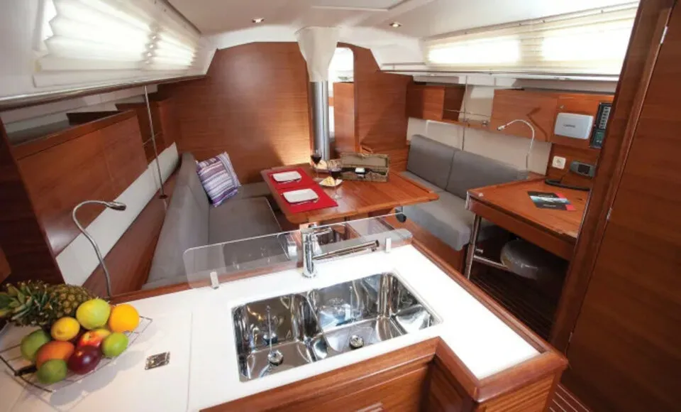 Galley of White Butterfly, a AD Boats Salona 41 sailboat at Marmaris, Turkey