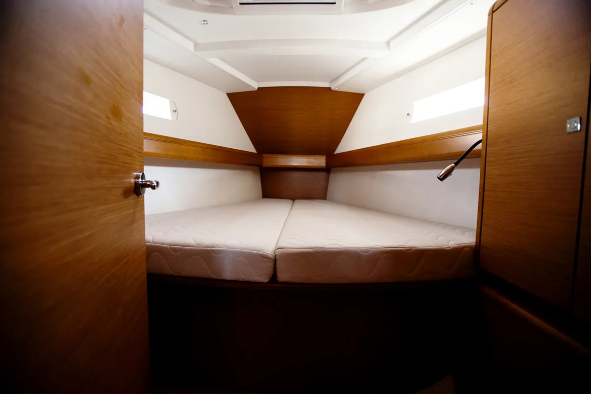 Cockpit of Alpha, a Jeanneau Sun Odyssey 449 sailboat at Athens, Greece