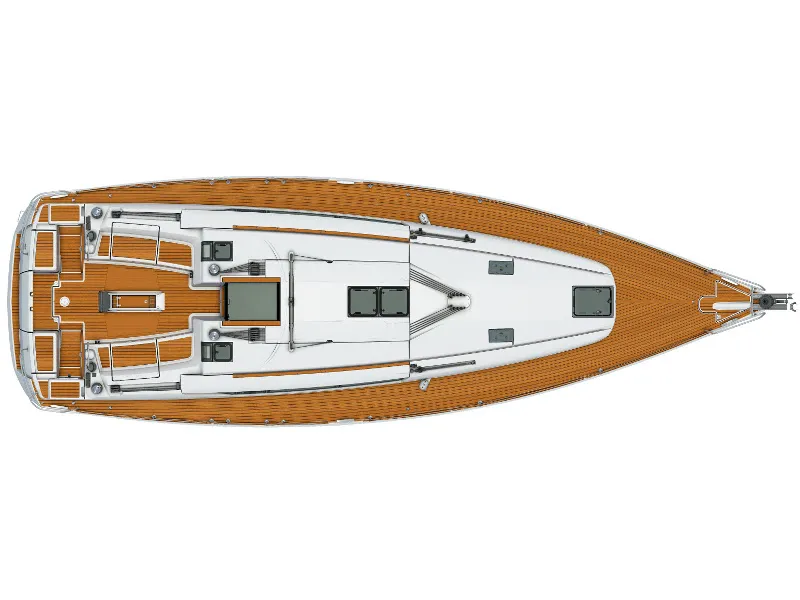Exterior view of Alpha, a Jeanneau Sun Odyssey 449 sailboat at Athens, Greece