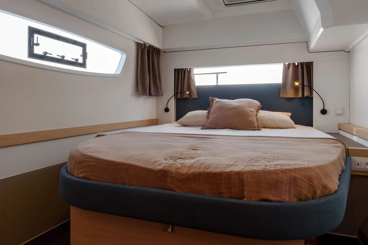 Cabin on Amapola, a Fountaine Pajot Astrea 42 catamaran at Cannigione, Italy