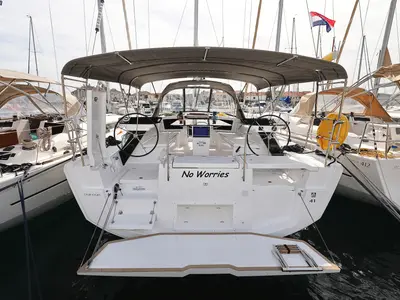 Cockpit of No Worries, a Dufour 41 sailboat at Grad Biograd na Moru, Croatia