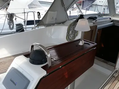 Deck of Chilly Lilly, a Bavaria Cruiser 37 sailboat at Llucmajor, Spain