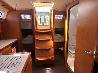 Salon of INO, a Dufour 390 Grand Large sailboat at Athens, Greece