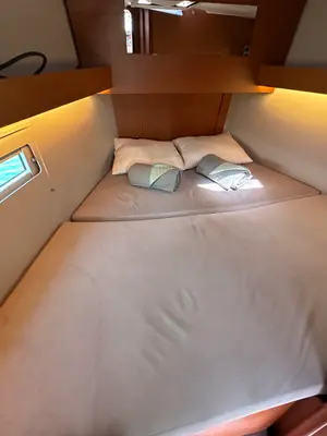 Cabin on INO, a Dufour 390 Grand Large sailboat at Athens, Greece