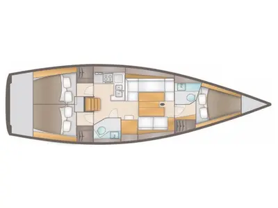 Floor plan of Ino, a AD Boats Salona 41 sailboat at Marmaris, Turkey