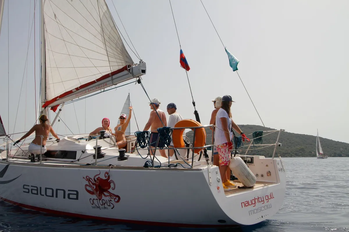 Exterior view of Ino, a AD Boats Salona 41 sailboat at Marmaris, Turkey