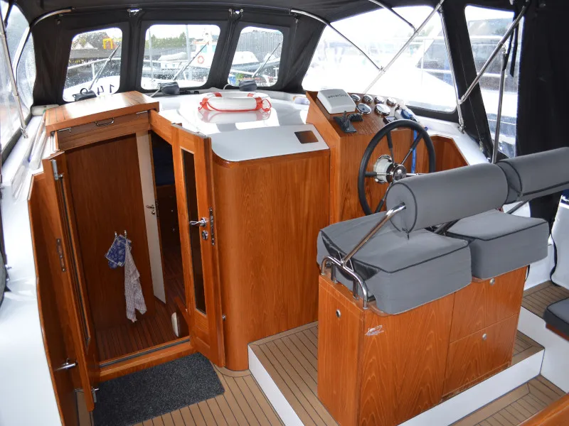 Cockpit of De Drait Bravoure 34, a motorboat at Drachten, Netherlands