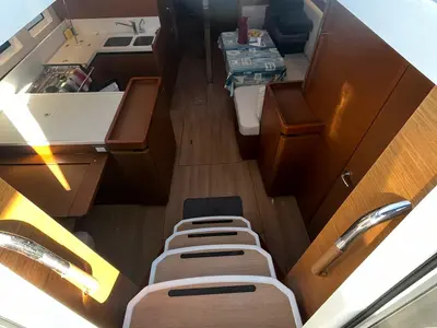 Salon of Maryann, a Jeanneau Sun Odyssey 440 sailboat at Cannigione, Italy