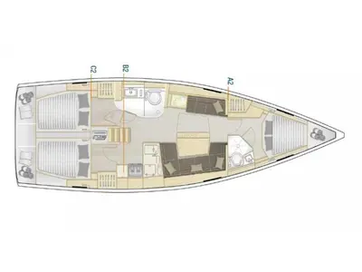 Floor plan of Sea Dream, a Hanse 418 sailboat at Rogoznica, Croatia