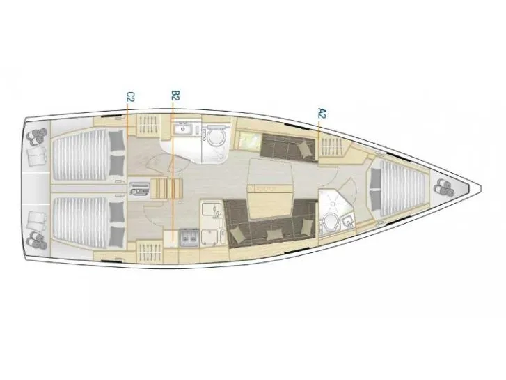 Floor plan of Sea Dream, a Hanse 418 sailboat at Rogoznica, Croatia