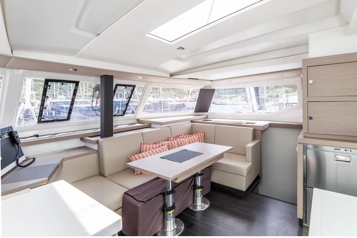 Livia Augusta, a Fountaine Pajot Astrea 42 catamaran at Primošten, Croatia