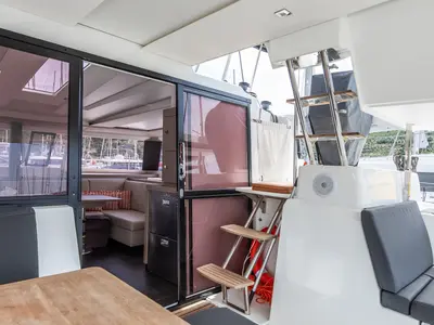 Livia Augusta, a Fountaine Pajot Astrea 42 catamaran at Primošten, Croatia