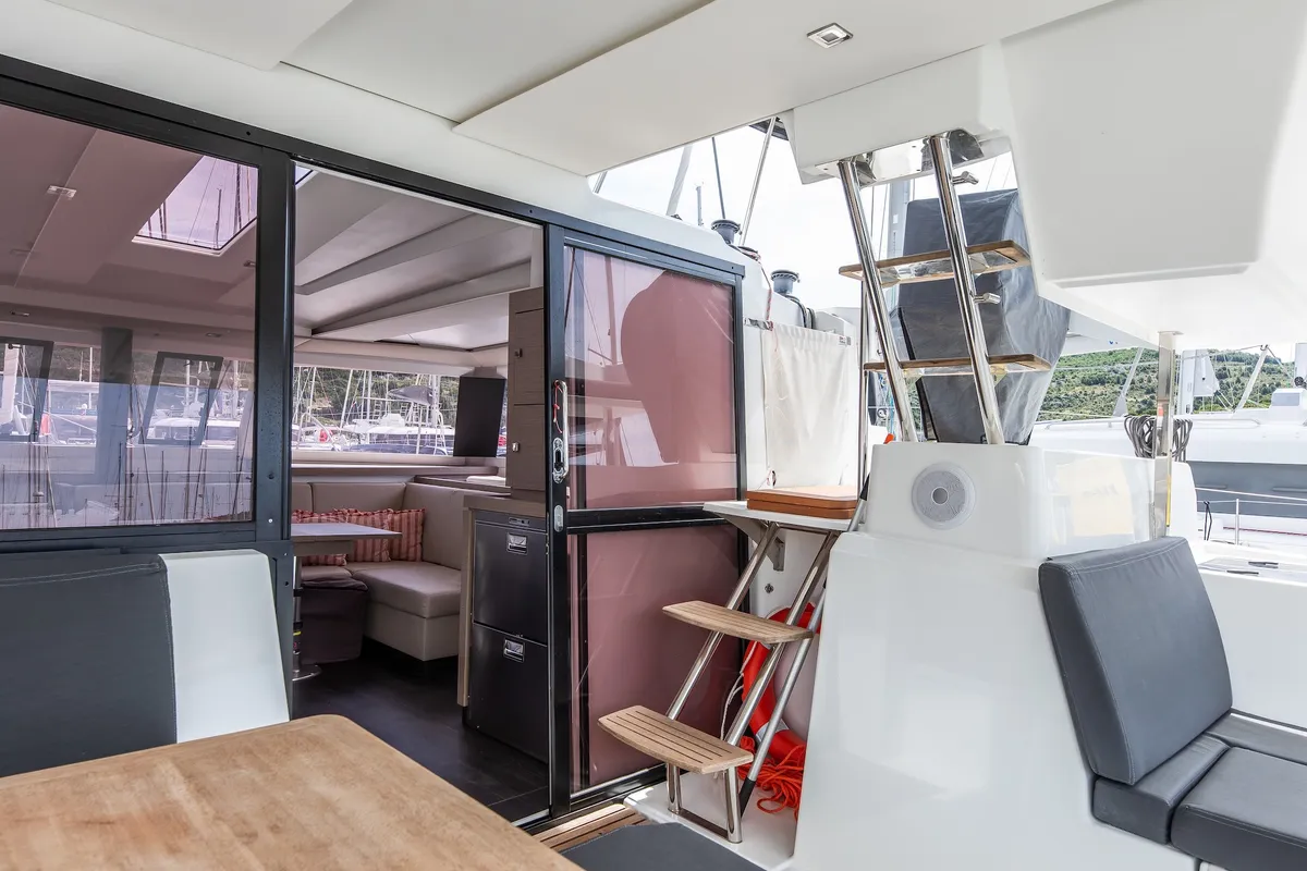 Livia Augusta, a Fountaine Pajot Astrea 42 catamaran at Primošten, Croatia