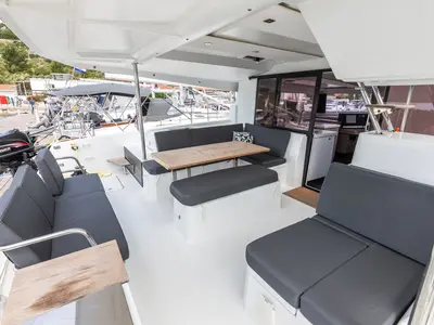Livia Augusta, a Fountaine Pajot Astrea 42 catamaran at Primošten, Croatia
