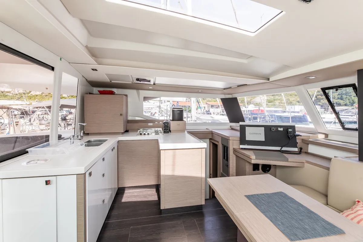 Livia Augusta, a Fountaine Pajot Astrea 42 catamaran at Primošten, Croatia