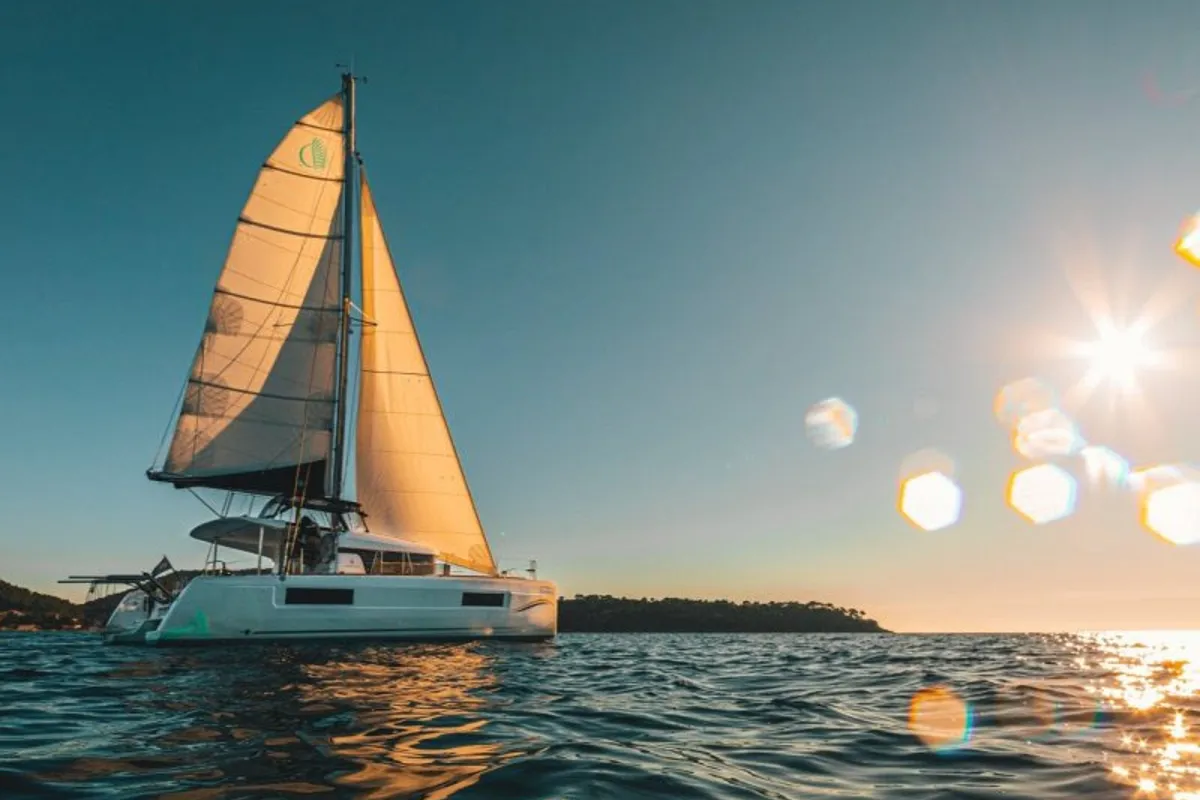 Exterior view of Heroina, a Lagoon 40 catamaran at Dubrovnik, Croatia