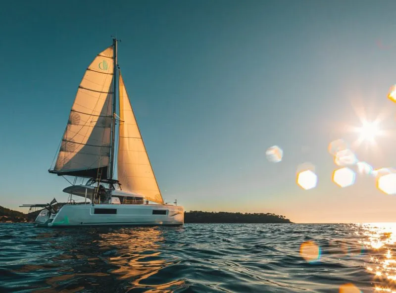 Exterior view of Heroina, a Lagoon 40 catamaran at Dubrovnik, Croatia