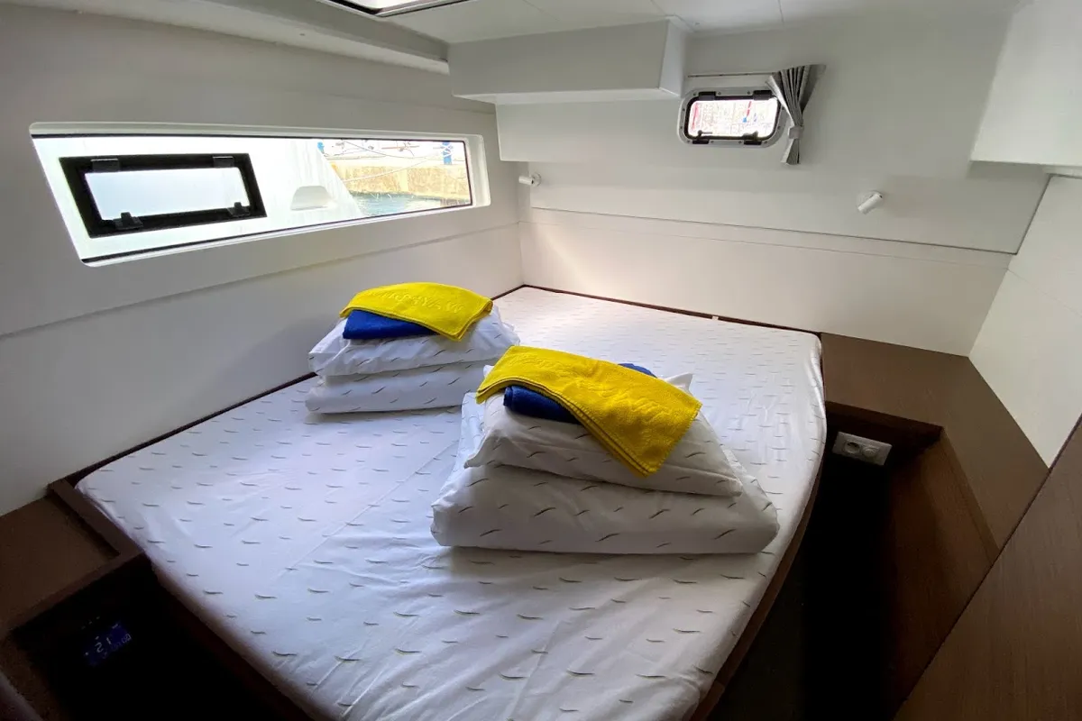 Cabin on Heroina, a Lagoon 40 catamaran at Dubrovnik, Croatia