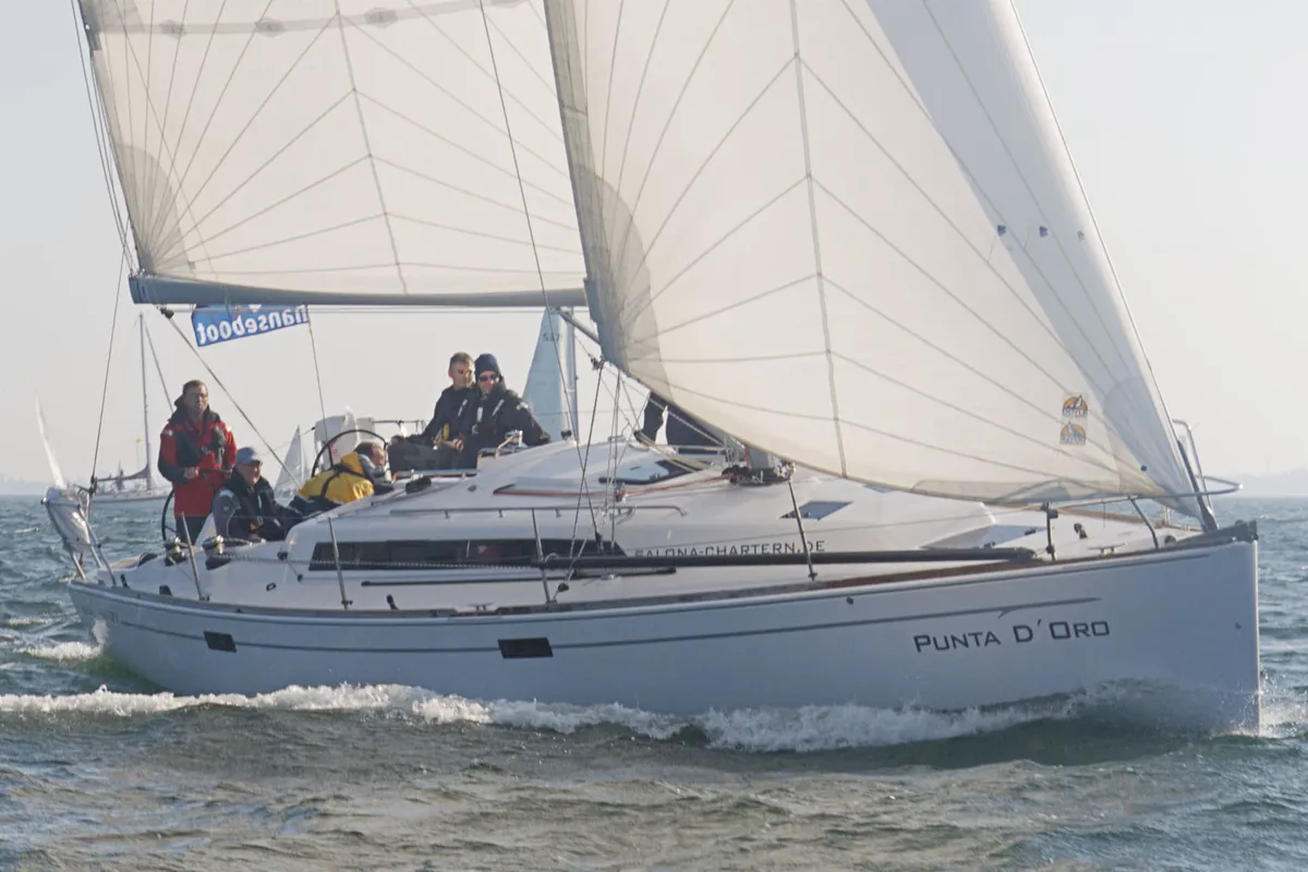 Exterior view of Punta D'Oro, a AD Boats Salona 38 sailboat at Heiligenhafen, Germany