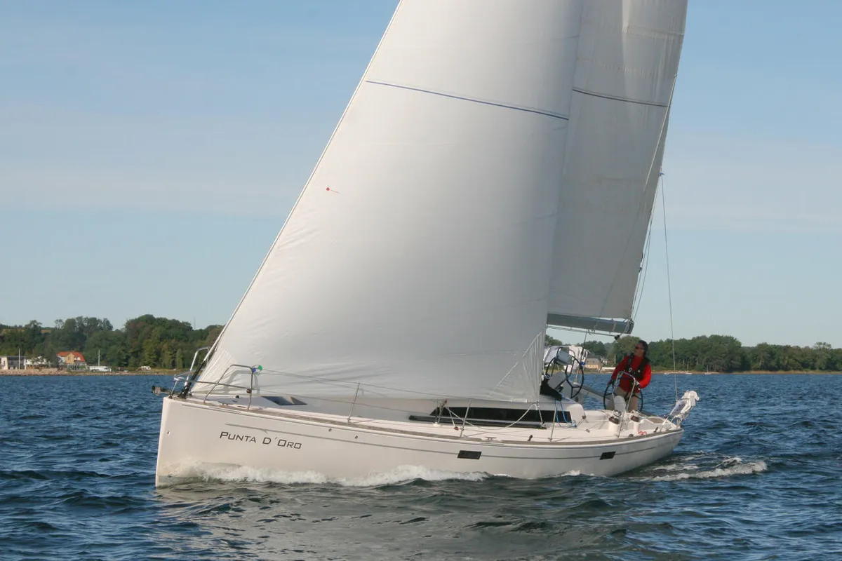 Exterior view of Punta d'Oro, a AD Boats Salona 38 sailboat at Heiligenhafen, Germany