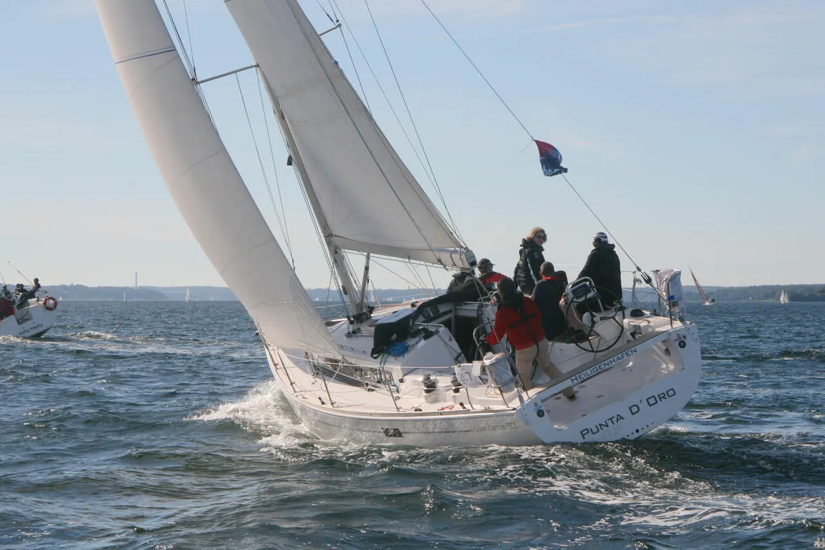 Exterior view of Punta d'Oro, a AD Boats Salona 38 sailboat at Heiligenhafen, Germany