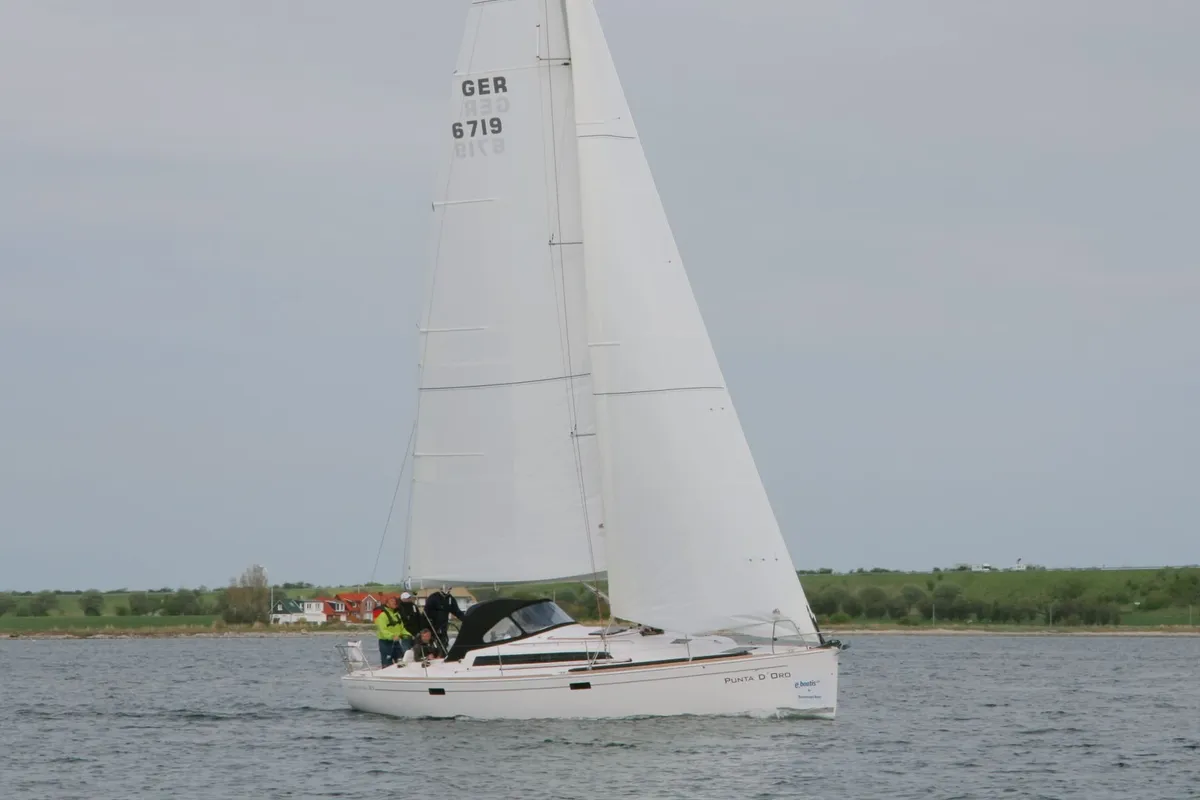 Exterior view of Punta D'Oro, a AD Boats Salona 38 sailboat at Heiligenhafen, Germany