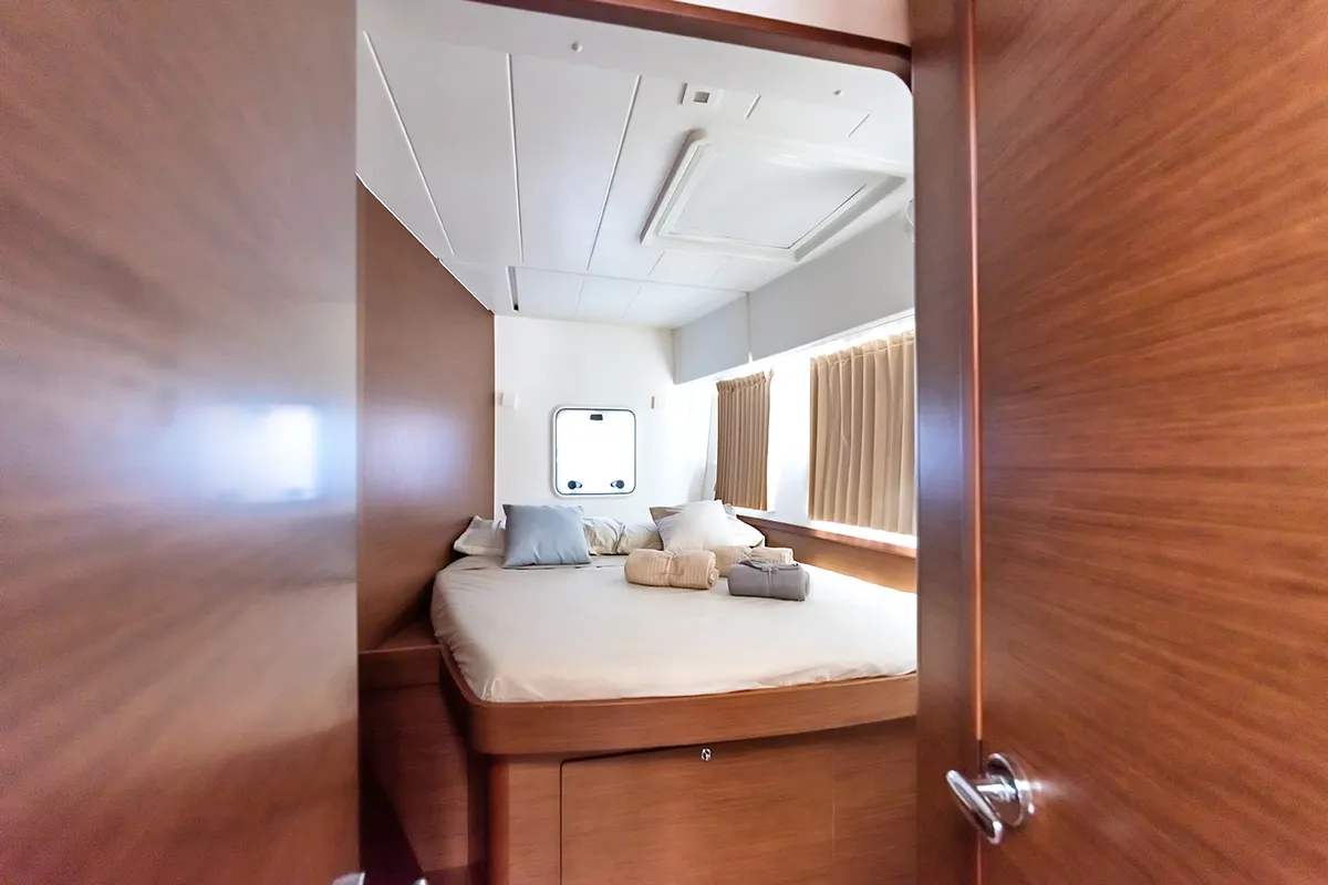 Cabin on Beatrix, a Lagoon 42 catamaran at Cagliari, Italy
