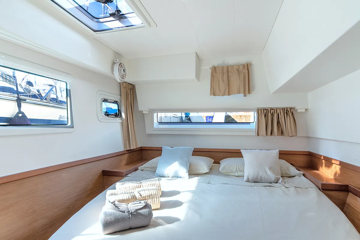 Cabin on Beatrix, a Lagoon 42 catamaran at Cagliari, Italy