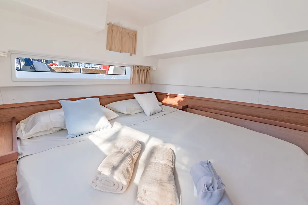 Cabin on Beatrix, a Lagoon 42 catamaran at Cagliari, Italy