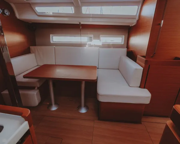 Salon of Eleni, a Jeanneau Sun Odyssey 440 sailboat at Sithonia Municipal Unit, Greece