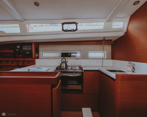 Galley of Eleni, a Jeanneau Sun Odyssey 440 sailboat at Sithonia Municipal Unit, Greece