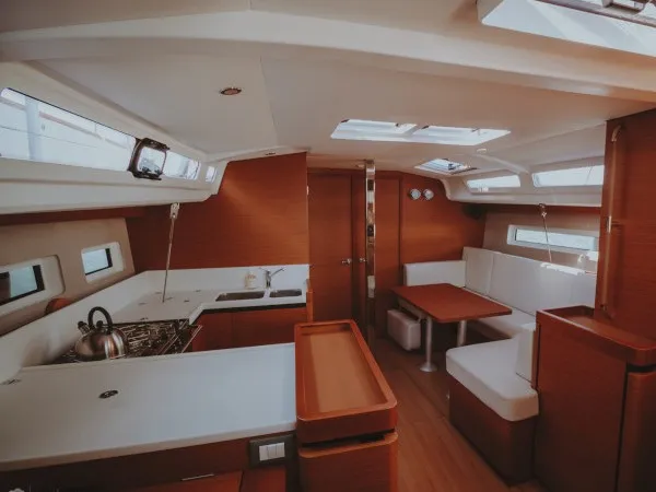 Galley of Eleni, a Jeanneau Sun Odyssey 440 sailboat at Sithonia Municipal Unit, Greece