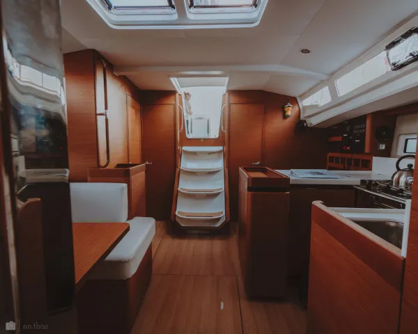 Salon of Eleni, a Jeanneau Sun Odyssey 440 sailboat at Sithonia Municipal Unit, Greece