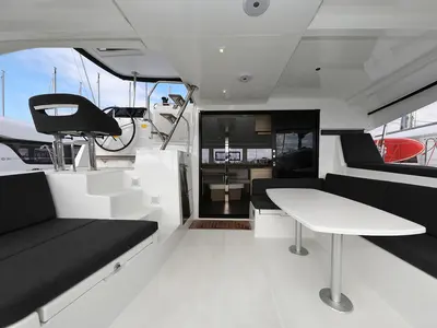 Deck of Lagoon 42, a catamaran at Sukošan, Croatia