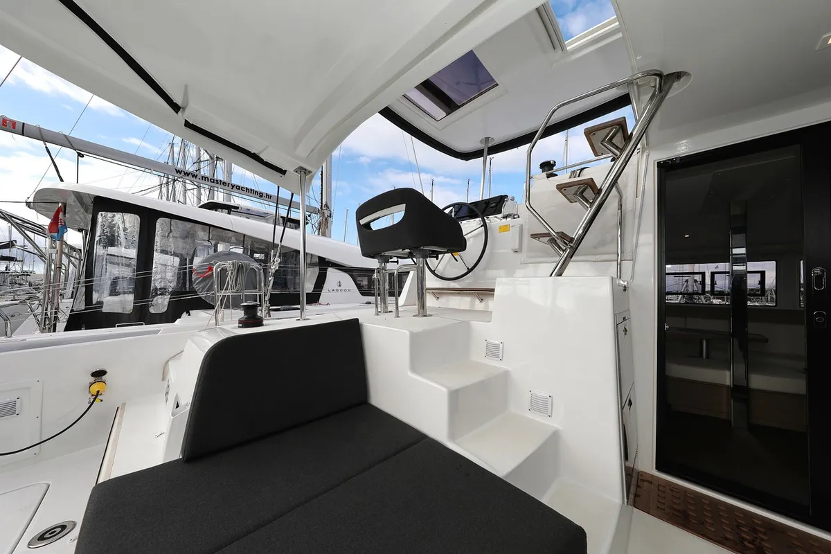 Cockpit of Lagoon 42, a catamaran at Sukošan, Croatia