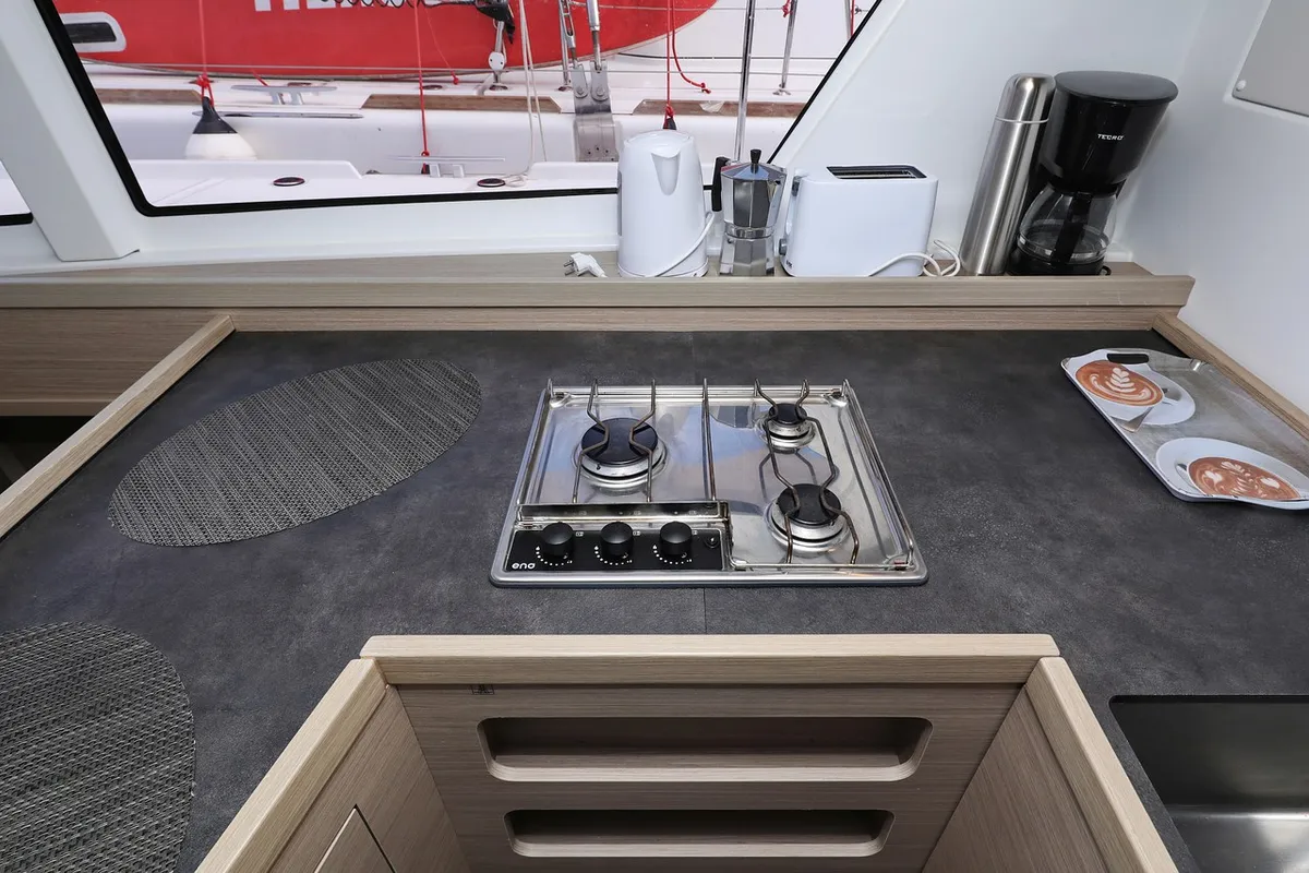 Galley of Lagoon 42, a catamaran at Sukošan, Croatia