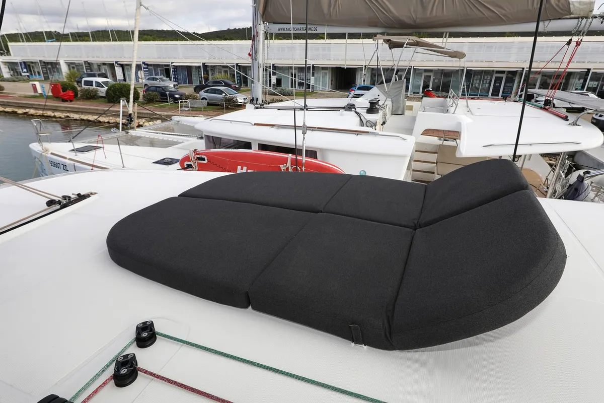Deck of Lagoon 42, a catamaran at Sukošan, Croatia