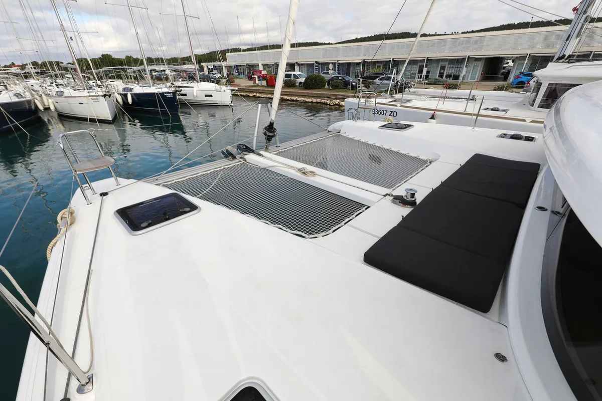Deck of Lagoon 42, a catamaran at Sukošan, Croatia