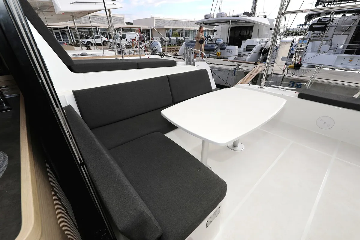 Deck of Lagoon 42, a catamaran at Sukošan, Croatia