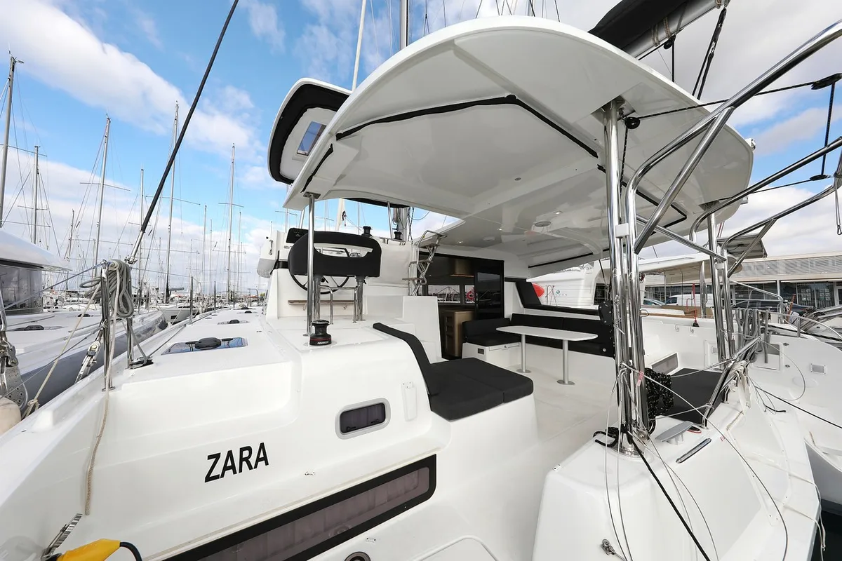 Exterior view of Lagoon 42, a catamaran at Sukošan, Croatia