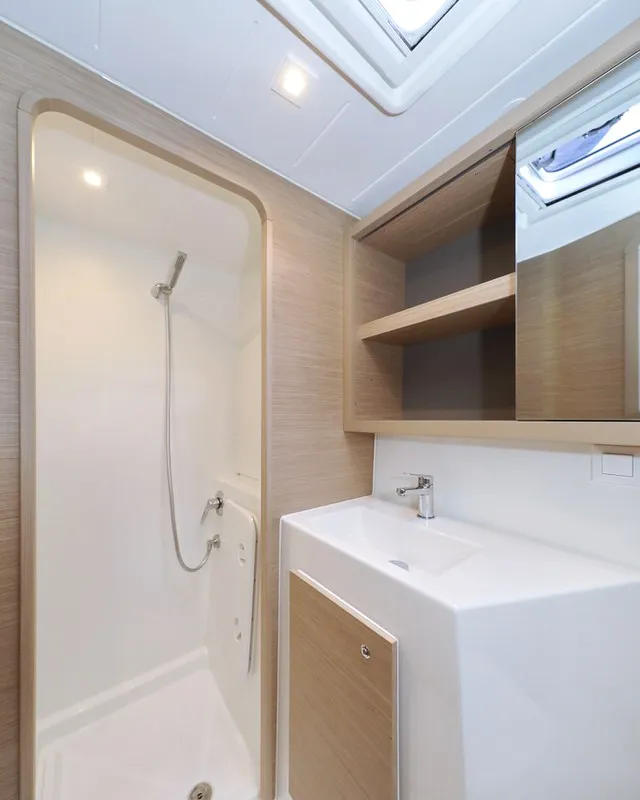 Head on Lagoon 42, a catamaran at Sukošan, Croatia