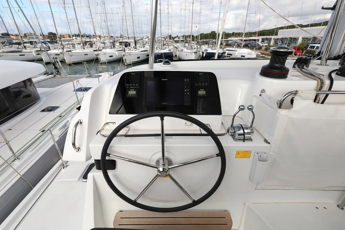 Cockpit of Lagoon 42, a catamaran at Sukošan, Croatia