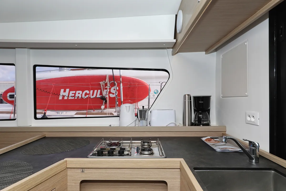 Galley of Lagoon 42, a catamaran at Sukošan, Croatia