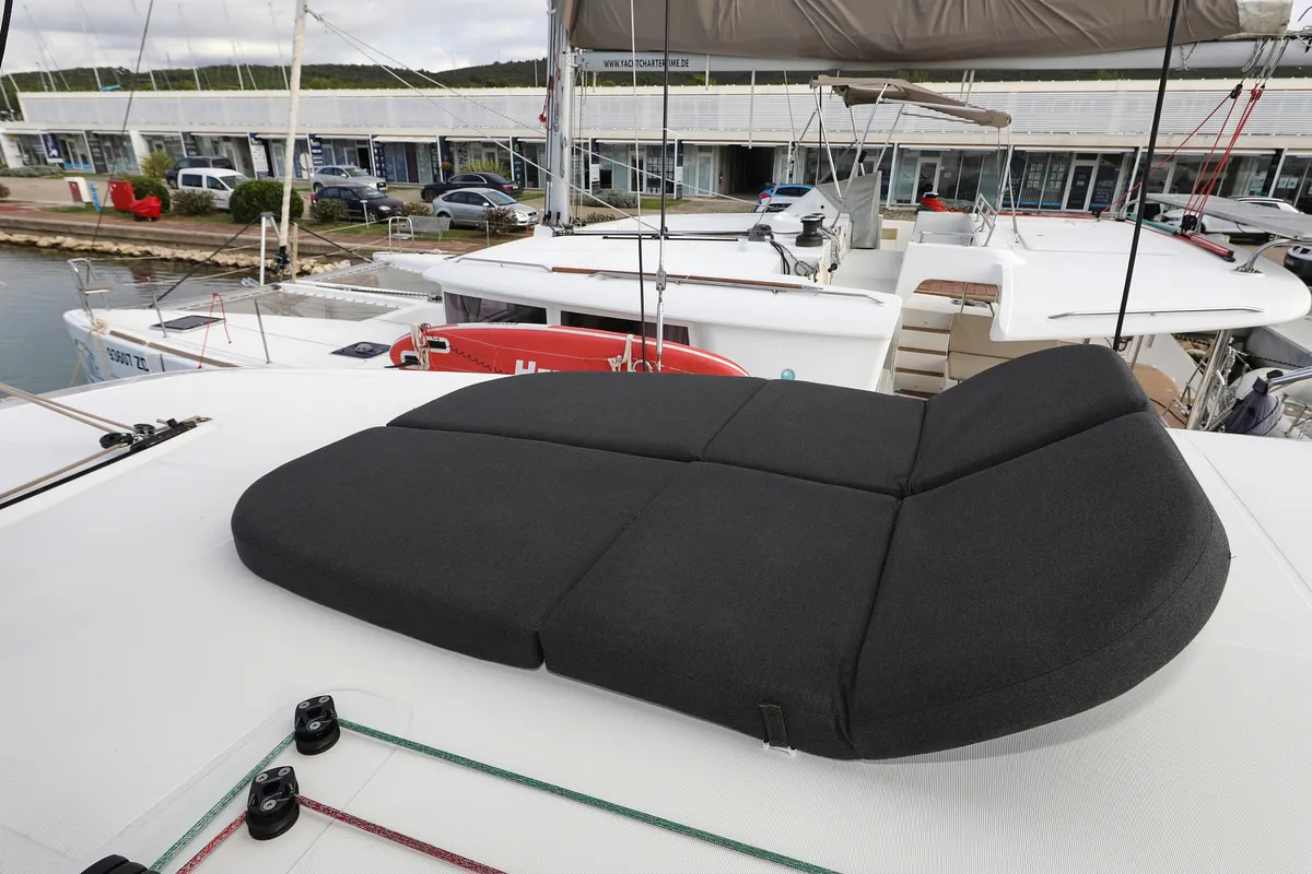 Deck of Lagoon 42, a catamaran at Sukošan, Croatia