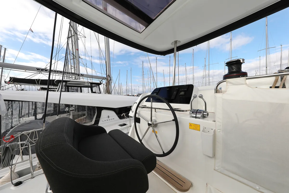 Cockpit of Lagoon 42, a catamaran at Sukošan, Croatia