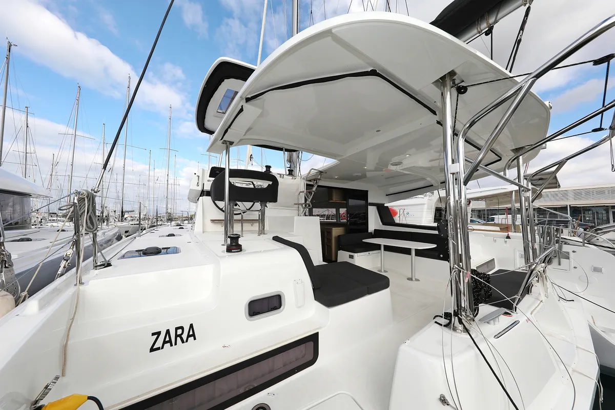 Exterior view of Lagoon 42, a catamaran at Sukošan, Croatia
