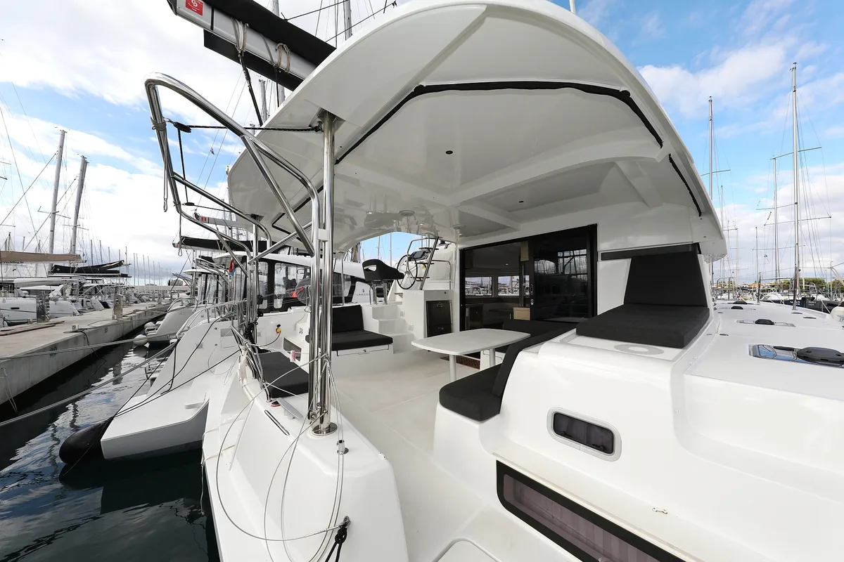 Exterior view of Lagoon 42, a catamaran at Sukošan, Croatia