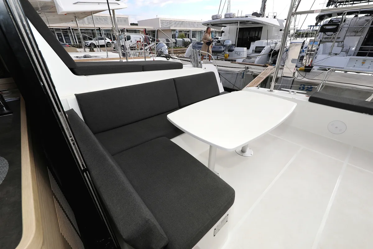 Deck of Lagoon 42, a catamaran at Sukošan, Croatia